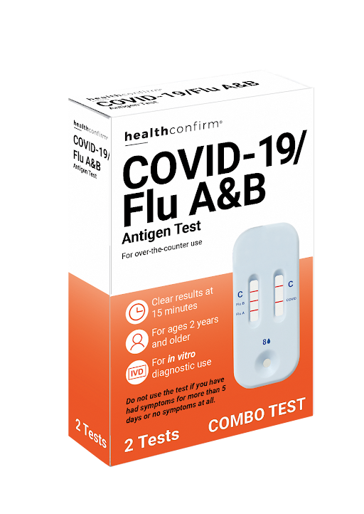 HealthConfirm Covid/ Flu Combo Test 2 Pack - Overstock Special - Exp Date: 10/31/2027